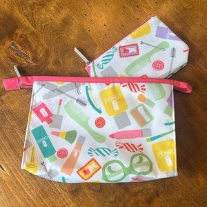 Clinique 2 Piece Make Up Cosmetic Make Up Bag Pouch Vintage